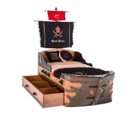 Кровать "Black Pirate" M Ship с ящиками