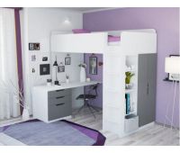 Кровать-чердак "Polini Simple" с письменным столом и шкафом