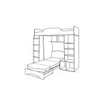 Кровать-чердак "Тетрис 1" 366 (1 категория) с диванным блоком