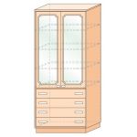 Шкаф-стеллаж "Кэри Голд" со стеклом (4 ящика)