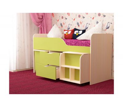 Кровать детская "Гномик" с лесенкой, ящиками и столиком